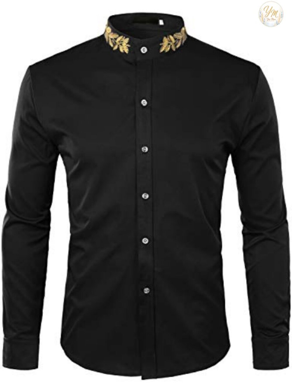 Mens Slim Fit Long Sleeve Mandarin Collar Button Down Dress Shirt